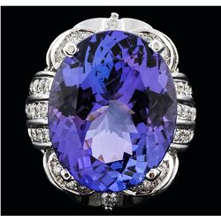 14KT White Gold 30.15ct Tanzanite and Diamond Ring