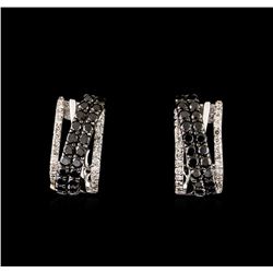 3.25ctw Black Diamond Earrings - 14KT White Gold
