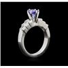 Image 3 : 1.00ct Tanzanite and Diamond Ring - Platinum