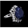 Image 1 : 14KT White Gold 21.69ct Sapphire and Diamond Ring