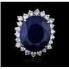 Image 2 : 14KT White Gold 21.69ct Sapphire and Diamond Ring