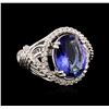 Image 1 : 14KT White Gold 6.77ct Tanzanite and Diamond Ring