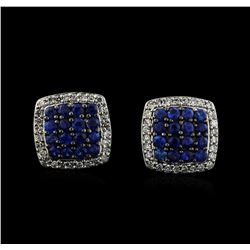 0.93ctw Sapphire and Diamond Earrings - 14KT White Gold