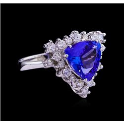 3.45ct Tanzanite and Diamond Ring - 14KT White Gold