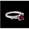 Image 1 : 1.52ct Ruby and Diamond Ring - 18KT White Gold