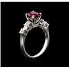 Image 4 : 1.52ct Ruby and Diamond Ring - 18KT White Gold