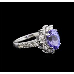 2.97ct Tanzanite and Diamond Ring - 14KT White Gold