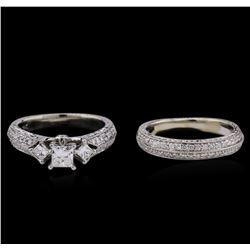 1.31ctw Diamond Wedding Ring Set - 14KT White Gold