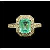 Image 2 : 2.30ct Emerald and Diamond Ring - 14KT Yellow Gold