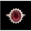 Image 2 : 5.23ct Ruby and Diamond Ring - 14KT Rose Gold