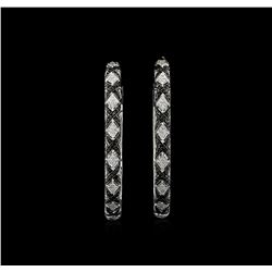 1.48ctw Black and White Diamond Earrings - 18KT White Gold