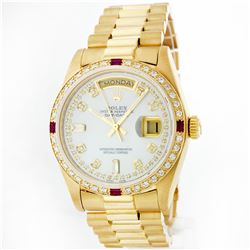 Rolex President 18KT Gold 1.00ctw Diamond And Ruby Men's Watch