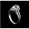 Image 4 : 1.47ct Aquamarine and Diamond Ring - 14KT White Gold