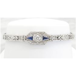 0.46ctw Diamond and Sapphire Bracelet - 18KT White Gold