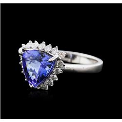 14KT White Gold 3.44ct Tanzanite and Diamond Ring