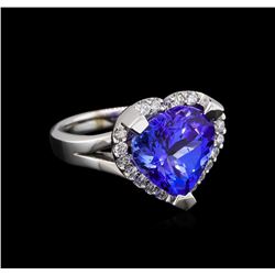 6.60ctw Tanzanite and Diamond Ring - 14KT White Gold