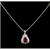 Image 1 : 10.67ct Ruby and Diamond Pendant With Chain - 14KT Two-Tone Gold