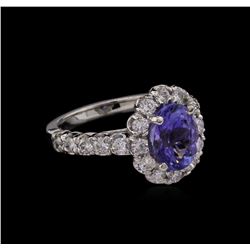 2.48ct Tanzanite and Diamond Ring - 14KT White Gold