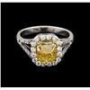 Image 2 : 2.59ctw Fancy Yellow Diamond Ring - Platinum