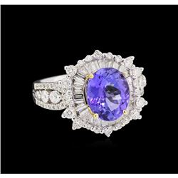 14KT Two-Tone Gold 3.15ct Tanzanite and Diamond Ring