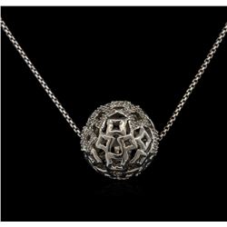 0.20ctw Diamond Ball Pendant With Chain - Silver