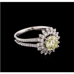 1.92ctw Fancy Light Yellow Diamond Ring - 18KT White Gold