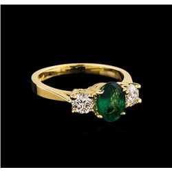 1.15ct Emerald and Diamond Ring - 14KT Yellow Gold