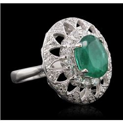 14KT White Gold 2.21ct Emerald and Diamond Ring