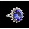 Image 1 : 7.40ct Tanzanite and Diamond Ring - 14KT White Gold