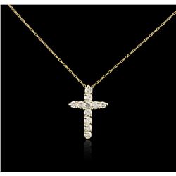 14KT Yellow Gold 0.59ctw Diamond Cross Pendant With Chain