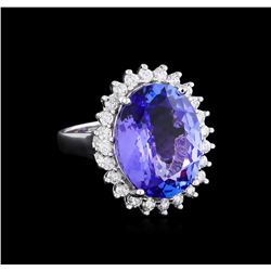 8.58ct Tanzanite and Diamond Ring - 14KT White Gold