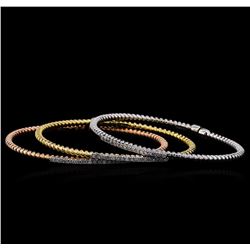 0.52ctw Diamond Bangle Bracelets - 14KT Tri-Tone