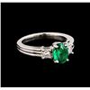 Image 1 : 1.22ct Emerald and Diamond Ring - Platinum
