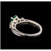 Image 3 : 1.22ct Emerald and Diamond Ring - Platinum