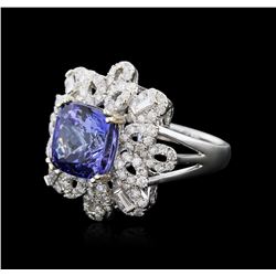 18KT White Gold 5.60ct Tanzanite and Diamond Ring