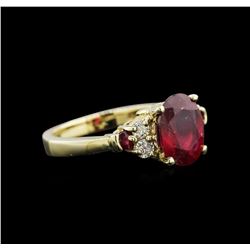 3.28ctw Ruby and Diamond Ring - 14KT Yellow Gold