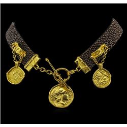 22KT Yellow Gold Coin Dangle Choker