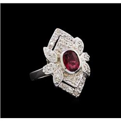 1.54ct Pink Tourmaline and Diamond Ring - 14KT White Gold