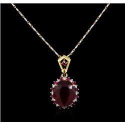 6.01ctw Ruby and Diamond Pendant With Chain - 14KT Two-Tone Gold