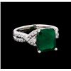 Image 1 : 4.35ct Emerald and Diamond Ring - 14KT White Gold