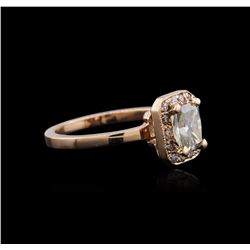 14KT Rose Gold 1.04ctw Fancy Green Diamond Ring