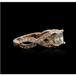 14KT Rose Gold 1.78ctw Fancy Green Diamond Ring