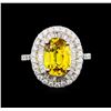 Image 2 : 4.06ct Yellow Sapphire and Diamond Ring - 18KT White Gold