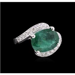 4.85ct Emerald and Diamond Ring - 14KT White Gold