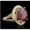 Image 1 : 14KT Yellow Gold 13.80ct Ruby and Diamond Ring