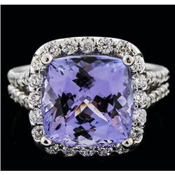 14KT White Gold 6.81ct Tanzanite and Diamond Ring