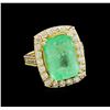 Image 1 : GIA Cert 10.98ct Emerald and Diamond Ring - 14KT Yellow Gold