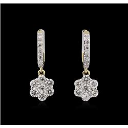 1.10ctw Diamond Dangle Earrings - 14KT Yellow Gold