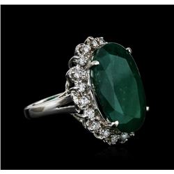 14KT White Gold 13.35ct Emerald and Diamond Ring