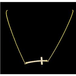 0.55ctw Diamond Cross Necklace - 18KT Yellow Gold